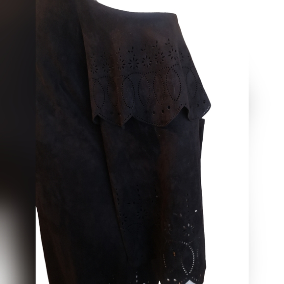 NEW Bell Sleeve Suede Dress with Laser Cutout Details - Picture 9 of 12